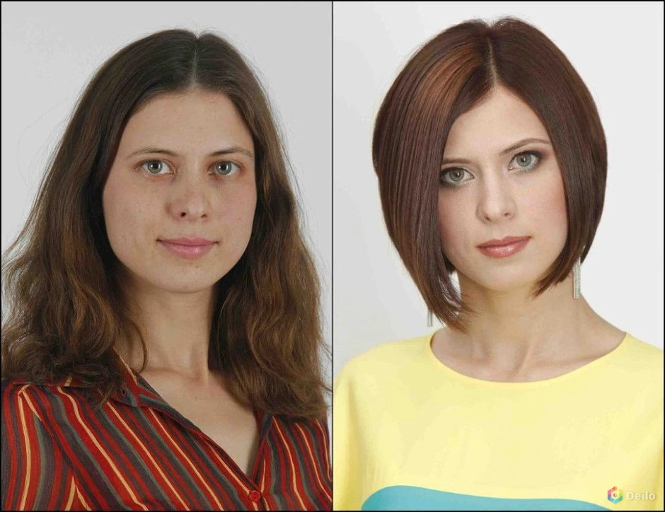 Стрижка до и после женская