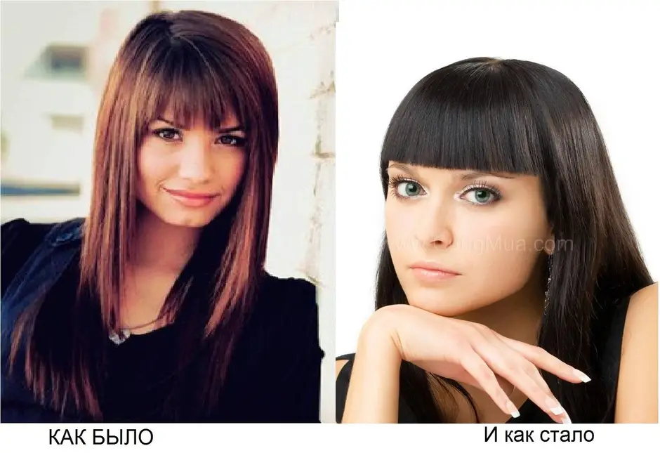 Косая челка для круглого лица